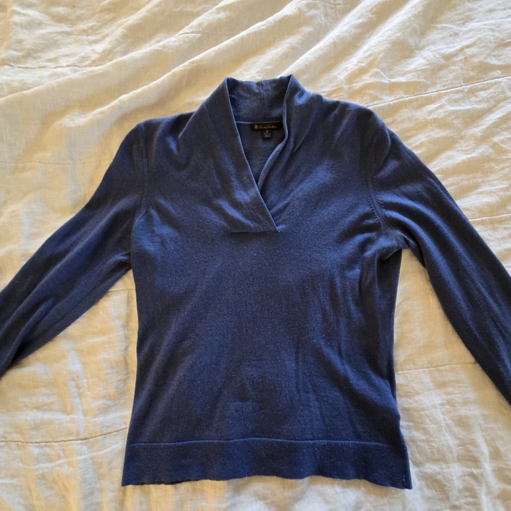 Brooks Brothers women's Navy, Silk/Cashmere, Shawl Collar Sweater, size M